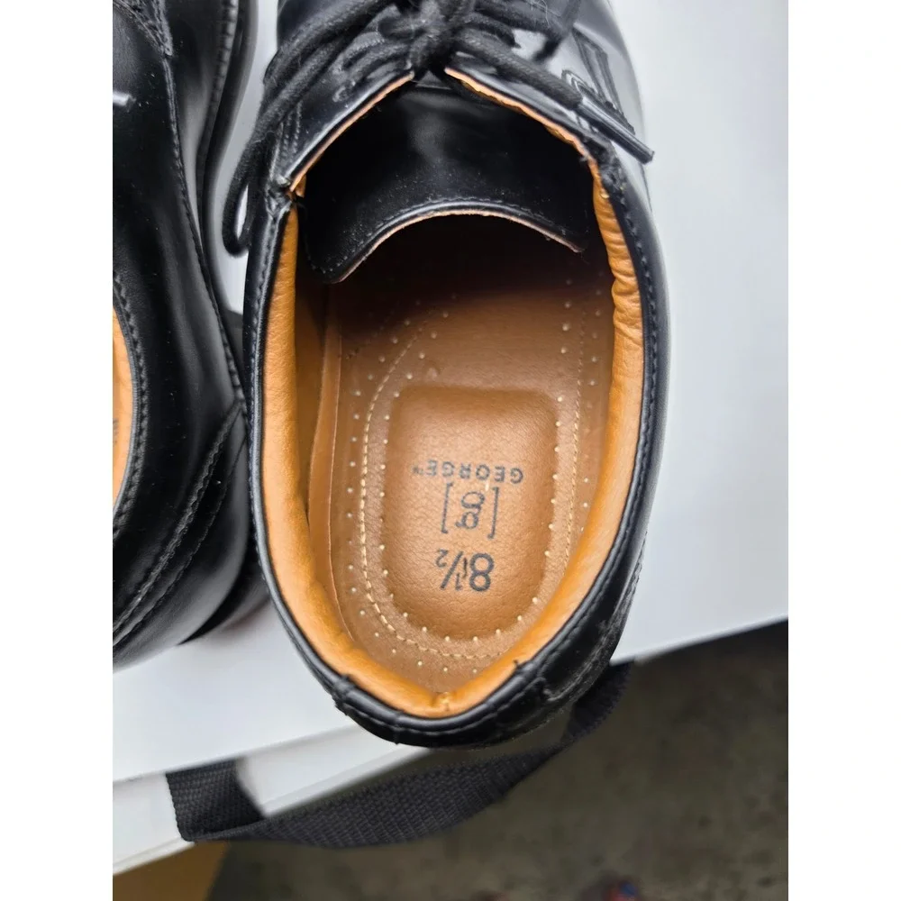 George Mens Black Cap Toe Oxford Dress Shoes Lace Up MNGE22GN002 Size 8.5